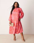 [Never Fully Dressed Plus] Never Fully Dressed Plus midaxi dress in red and pink 18 Red/Pink