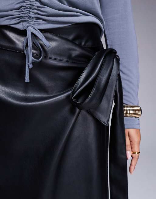 chinese dress ladies Never Fully Dressed Gold Vegan Leather Mini Wrap Skirt – Think Bubbles main image 1