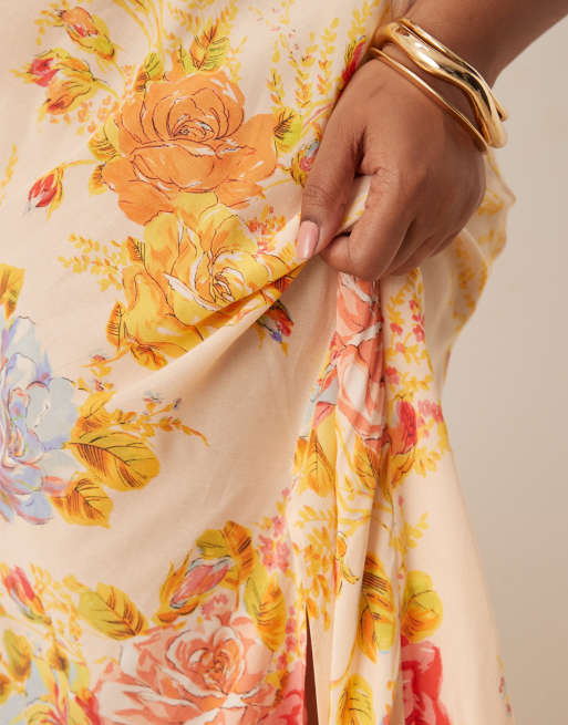 Never Fully Dressed - Plus - Satijnen slipdress in bloemenprint, 2 van 4