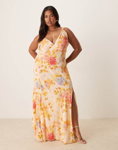Never Fully Dressed Plus satin slip dress in floral print