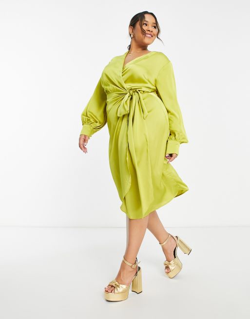 Olive green hot sale wrap dress