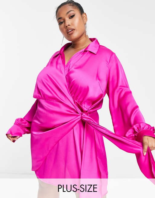 SWAK Designs Sexy Eternity Fuchsia Pink or Royal Blue Wrap Party Dress Plus  Size