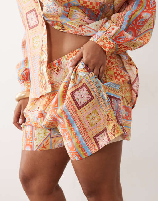 Never Fully Dressed Plus – Satynowe szorty w abstrakcyjny wzór, część zestawu, 3 z 5