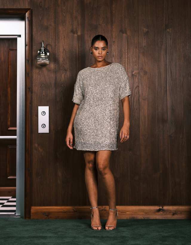 never fully dressed brown sequin dress Plus t-shirt mini in silver V-neck prom dresses Women's Outfit: Black Lace Size:Child 13