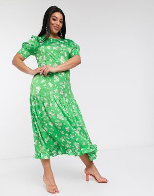 green tiered dress