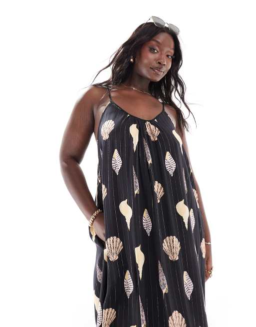 Never Fully Dressed Plus - Sort maxikjole med metalfarvede pletter, 3 af 4
