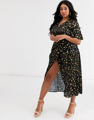 polka dot spliced wrap dress