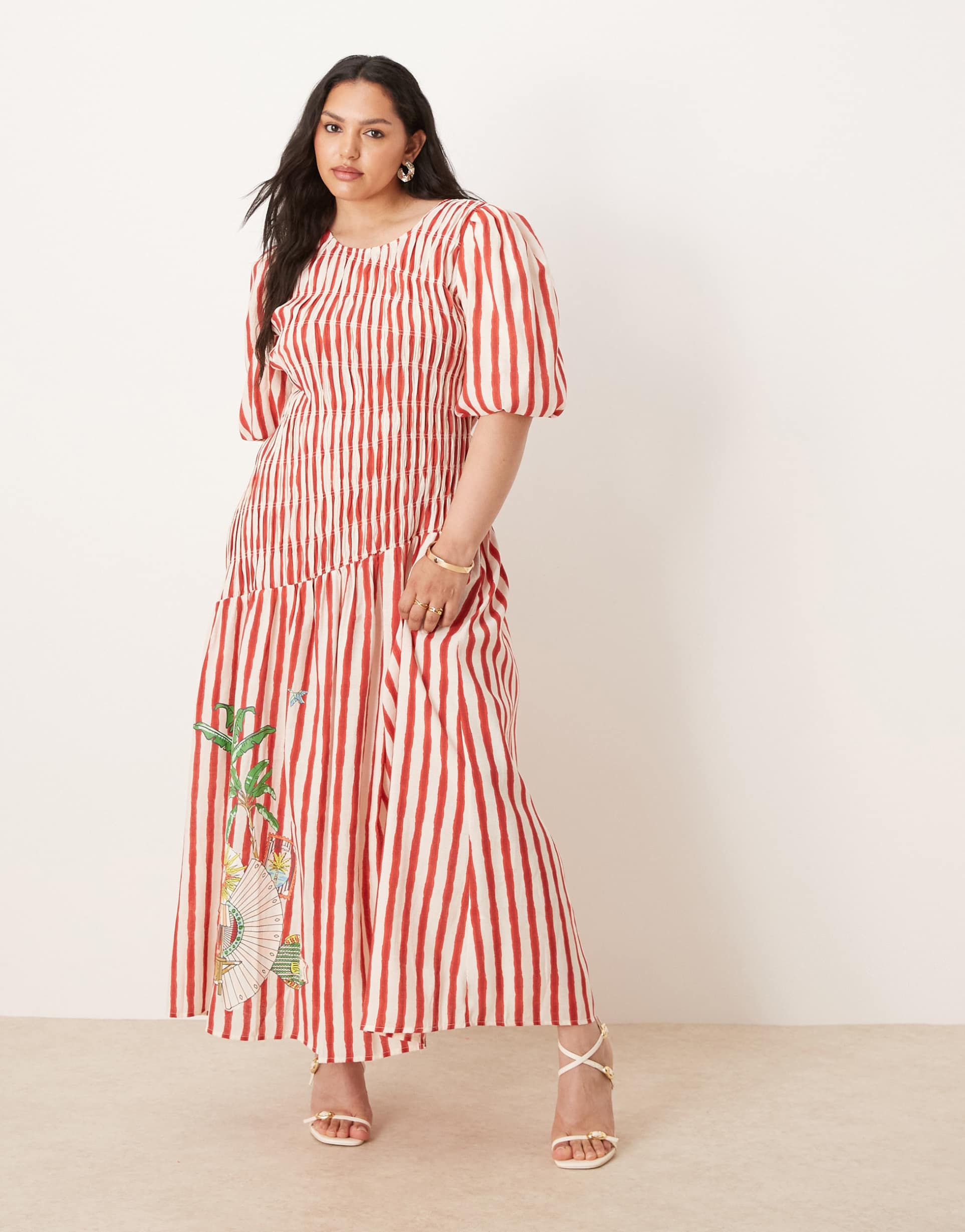 never fully dressed plus striped cotton midaxi dress in seahorse print