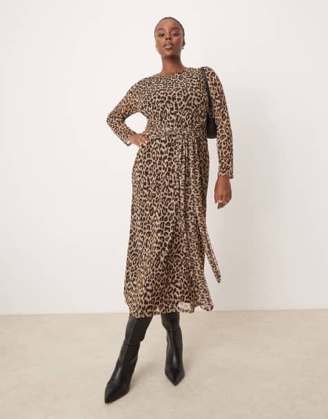 Never Fully Dressed Plus tie front mesh midaxi dress in leopard