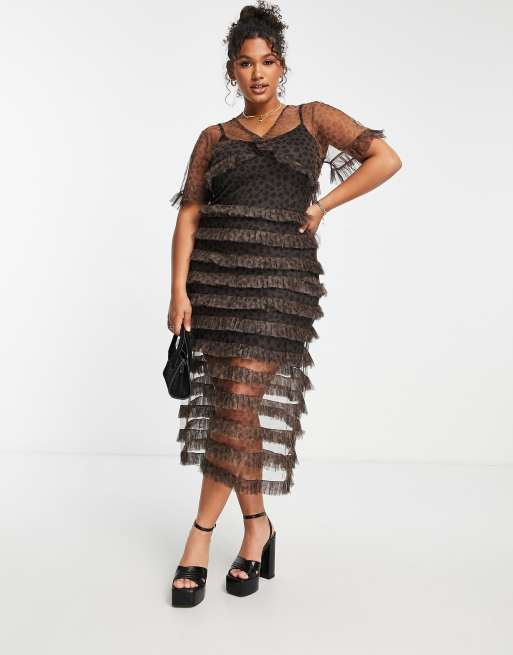 Leopard tiered ruffled dress