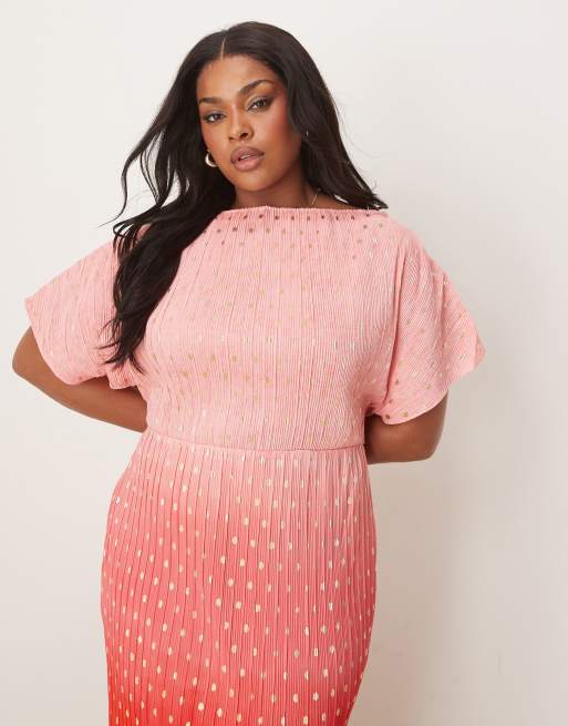 Never Fully Dressed Plus Tilly off-shoulder plisse midaxi dress in