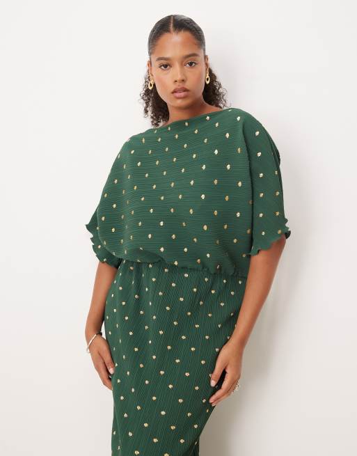 green emerald velvet dress Olive Green with Ivory Polka Dot Rib Knit Dress – Skirting the Rules