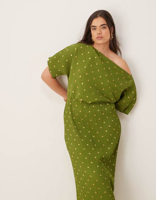 knee length dresses for ladies Mia V-neck Jersey Midi Dress-Olive