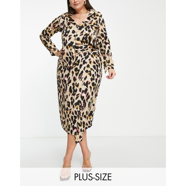 Never Fully Dressed Plus wrap midi skirt in leopard print part of a set ASOS