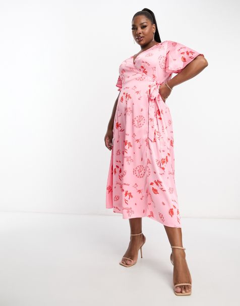 Plus size pink hot sale and blue dress