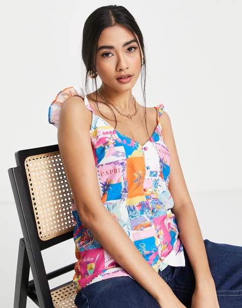 Never Fully Dressed Postcard cami top co-ord in multi - view 1