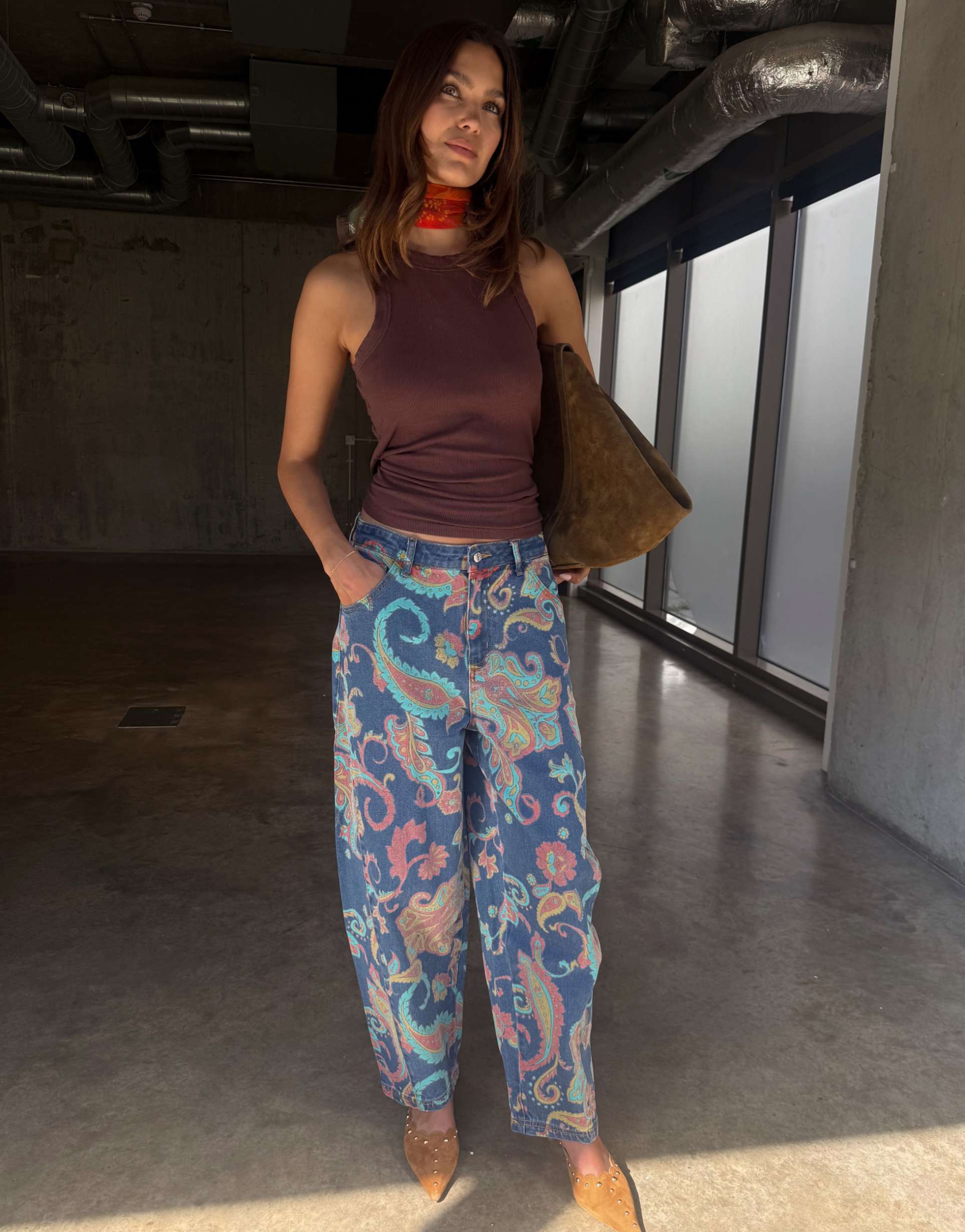 never fully dressed printed barrel leg jeans in blue paisley - part of a set