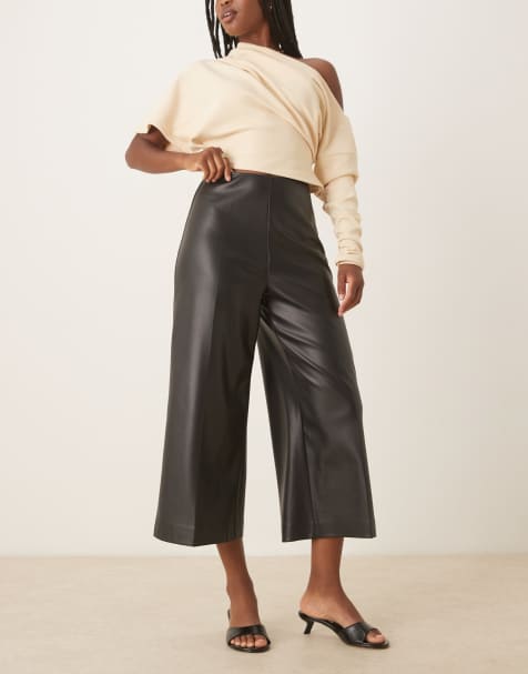 Never Fully Dressed PU culotte pants in black - view 1