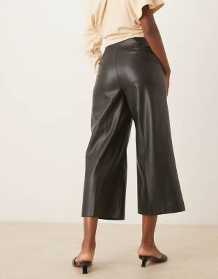 Never Fully Dressed Pu Culotte Pants In Black