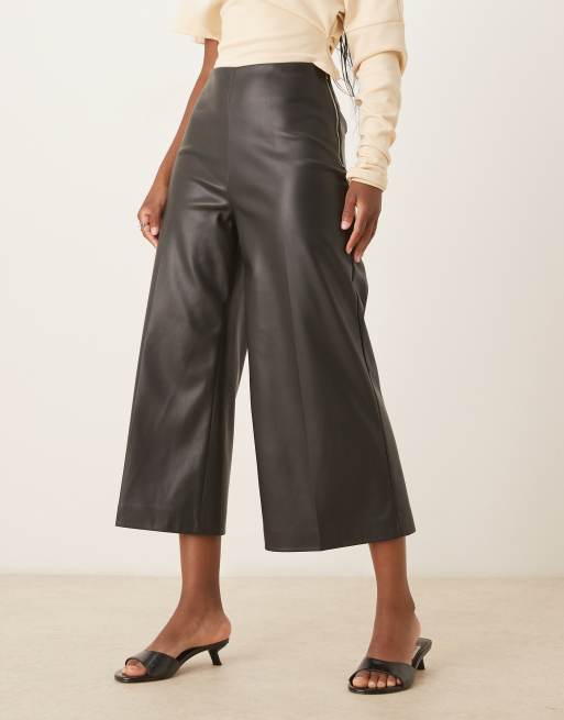 Never Fully Dressed PU culotte trousers in black, 4 of 5