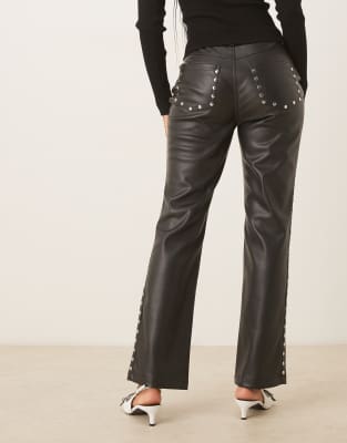 Never Fully Dressed Pu Studded Pants In Black