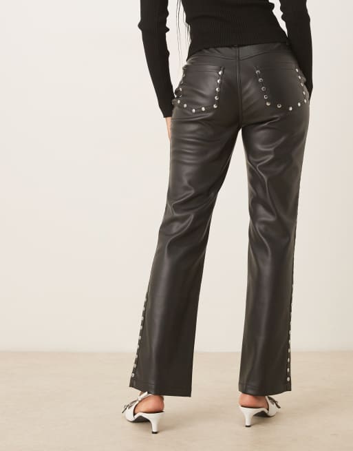 Never Fully Dressed PU studded trousers in black, 2 of 5