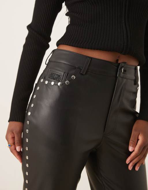Never Fully Dressed PU studded trousers in black | ASOS