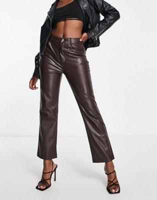 Never Fully Dressed PU trouser in chocolate brown