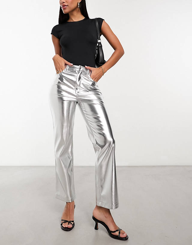 Never Fully Dressed - pu trouser in metallic silver
