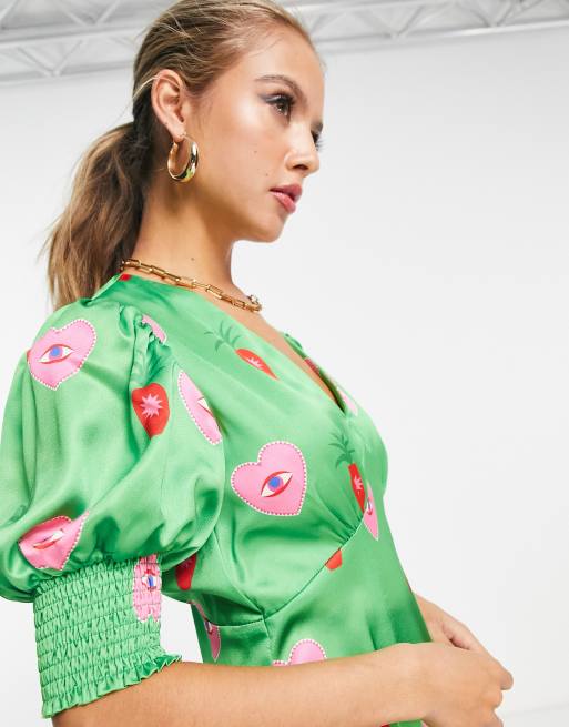 green emerald velvet dress Mint Green Heart Dress main image 0