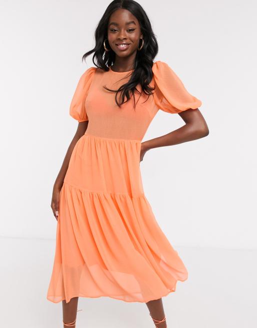 Orange sheer cheap dress