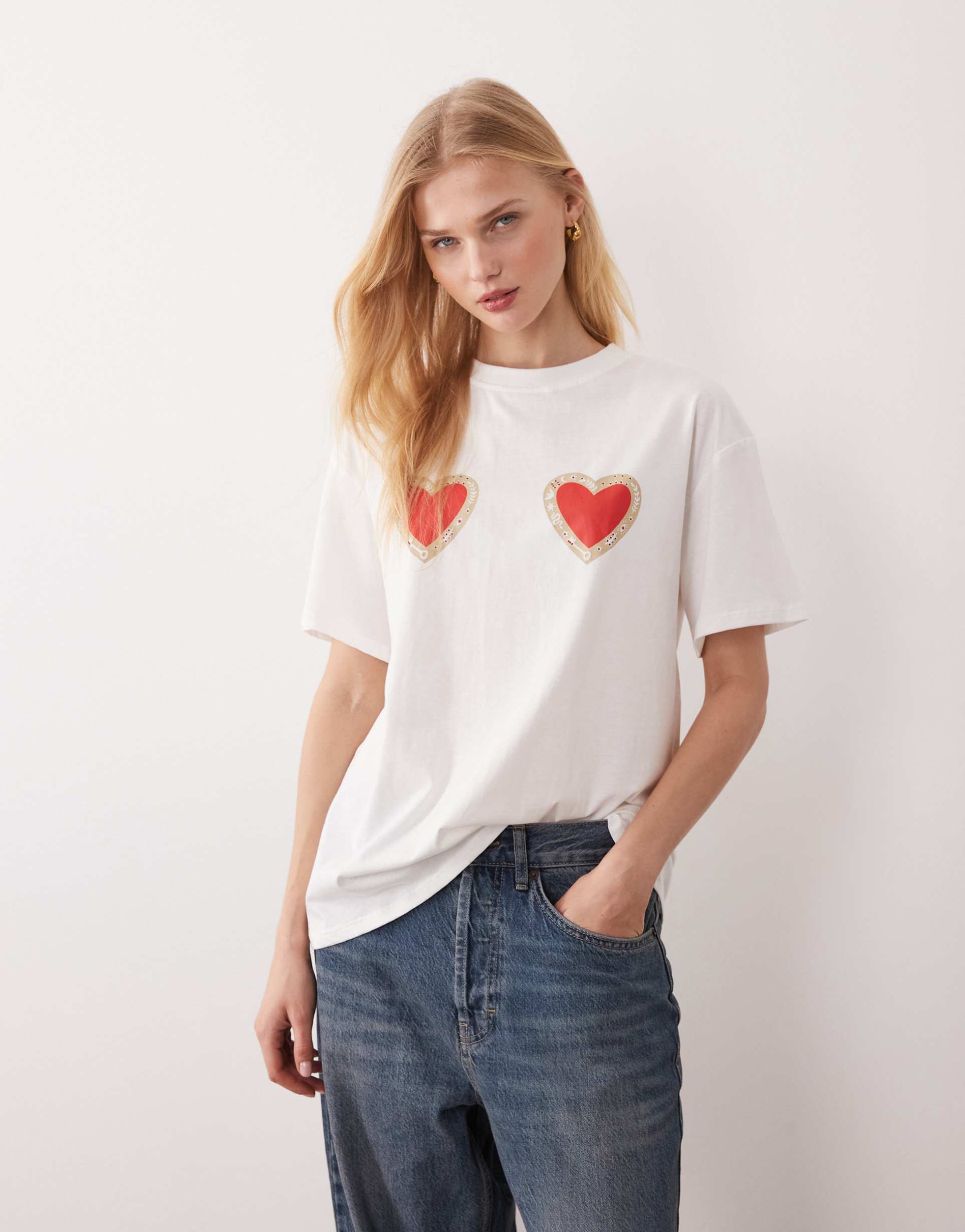 never fully dressed pure cotton heart print t-shirt in white
