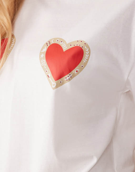 Never Fully Dressed pure cotton heart print t-shirt in white, 2 of 4