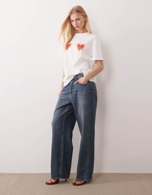 Never Fully Dressed pure cotton heart print t-shirt in white, 3 of 4