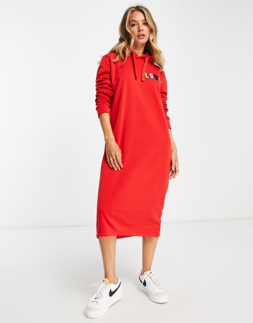 Never Fully Dressed red love more sweat midi dress in red | ASOS