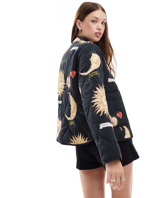 Never Fully Dressed reversible mystical quilted jacket in red