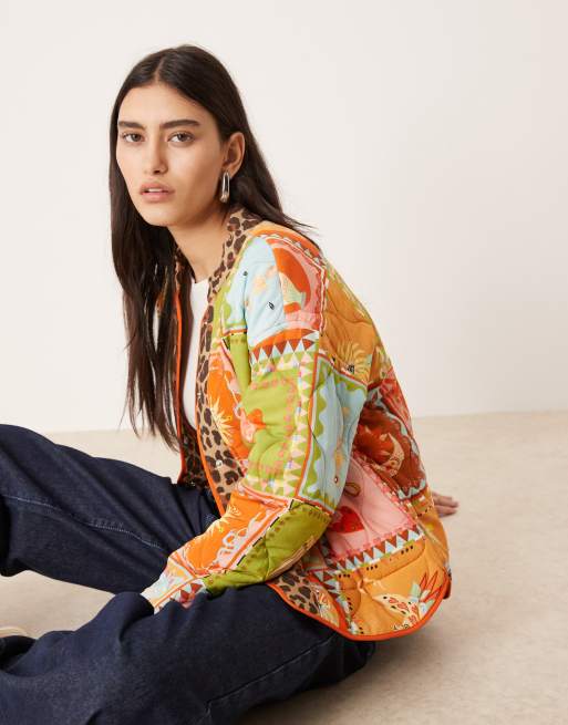 Never Fully Dressed reversible quilted jacket in patchwork print