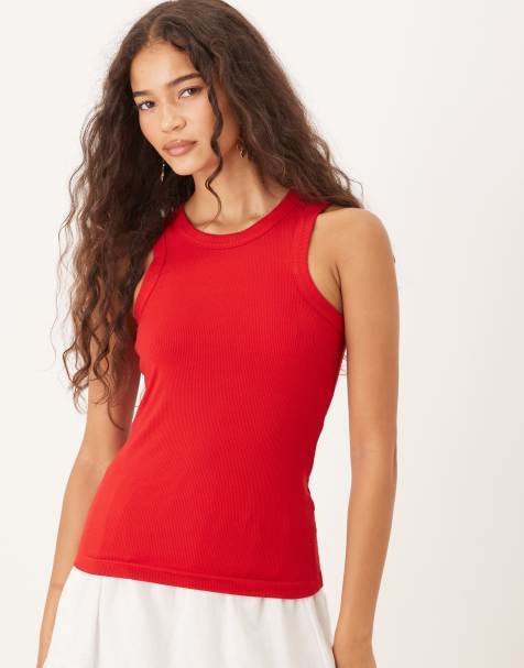Never Fully Dressed ribbed tank co-ord in red - view 1