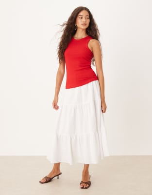 Never Fully Dressed Ribbed Tank In Red