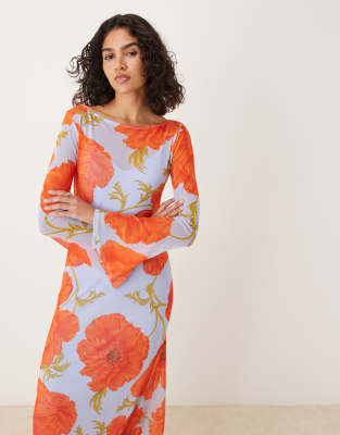 Never Fully Dressed - Robe en tulle à imprimé coquelicot - Bleu - view 1