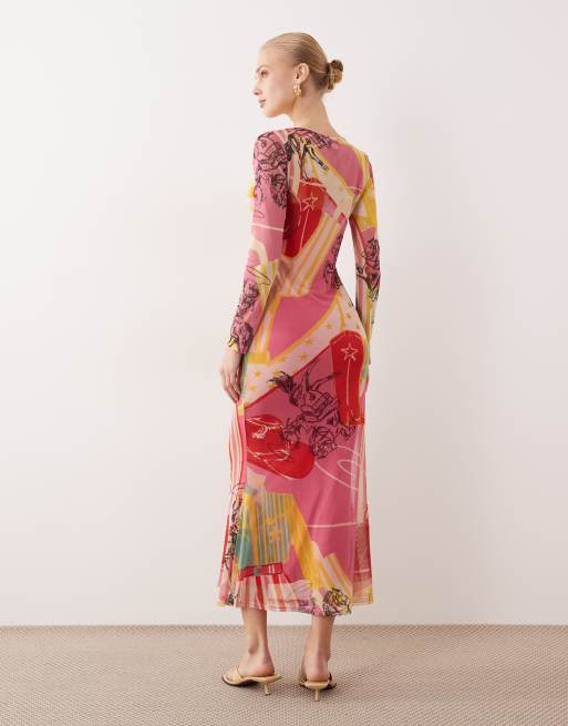 Never Fully Dressed - Robe longue en tulle à imprimés Dallas variés, 3 de 4