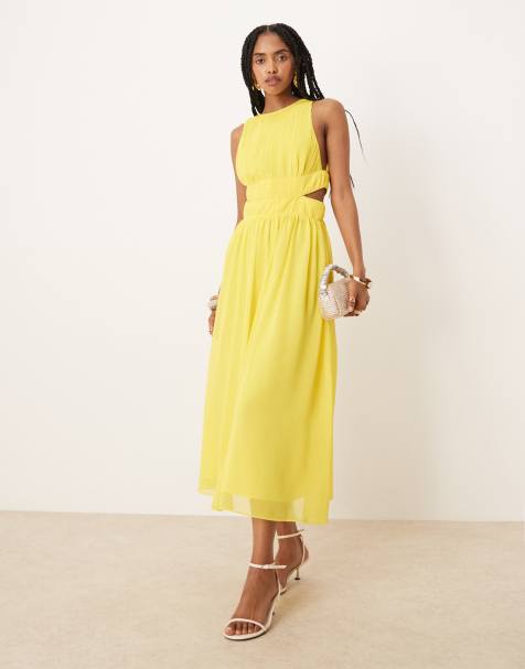 Never Fully Dressed - Robe longueur mollet à découpes - Jaune - view 1