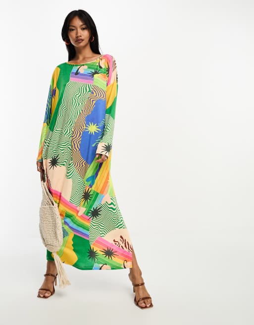 Never Fully Dressed - Robe longueur mollet oversize à imprimé xylophone coloré 