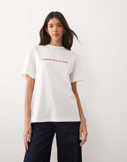 Never Fully Dressed rodeo print t-shirt in white, 4 of 4