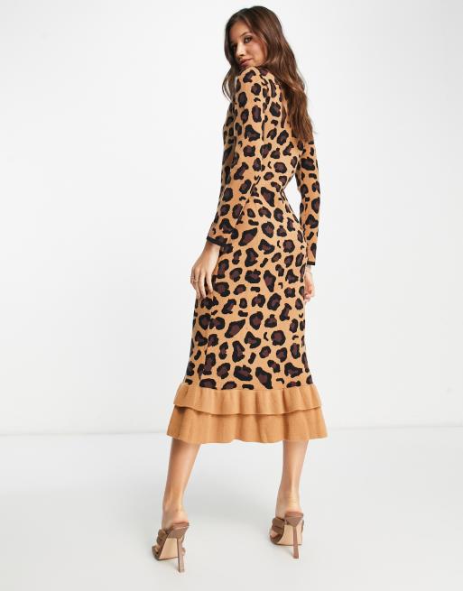 dress knitted green Khaki-Green Appliquéd Knit Midi Dress with Wool – Ro&Zo main image 1