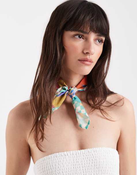 Never Fully Dressed satin bandana scarf in rainbow print - view 1