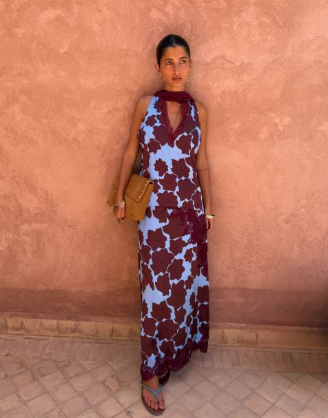 Never Fully Dressed satin co-ord in poppy print - view 1
