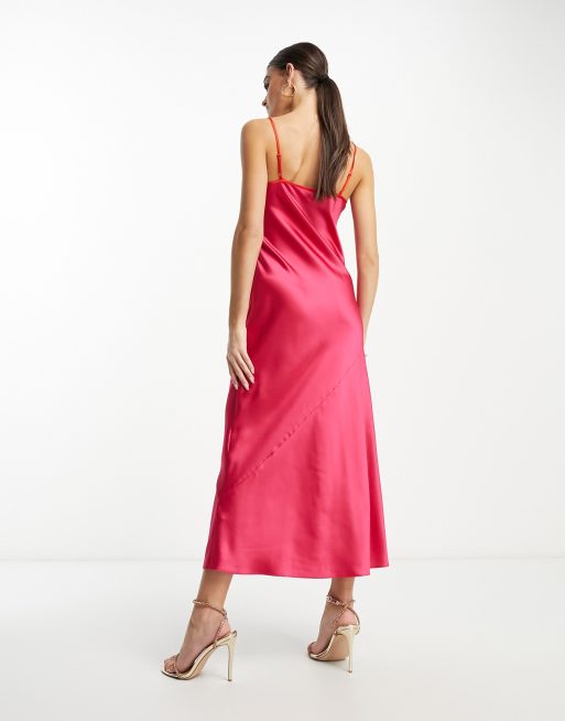 Long red slip outlet dress