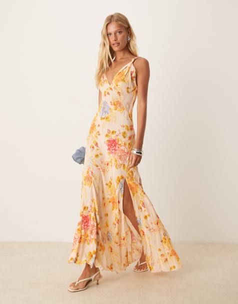 Never Fully Dressed satin slip maxi dress in floral print - view 1