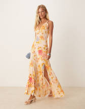 Never Fully Dressed Petite Mimi lace cut-out slip midaxi dress in rust